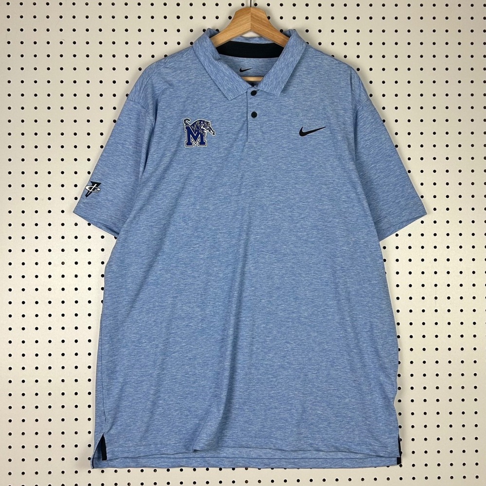 Nike Memphis Tigers Golf Polo Shirt Mens XL 1 Cent Light Blue NWT Penny Hardaway